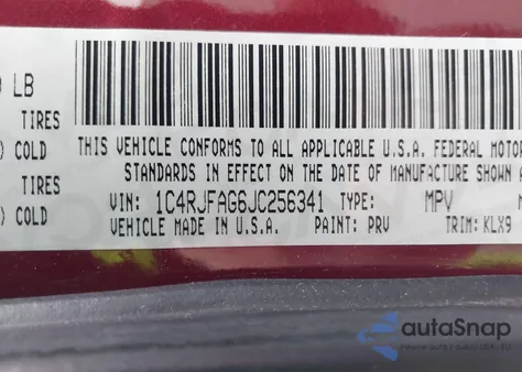 2018 Jeep Grand Cherokee Altitude 4X4 z USA, uszkodzony, nr VIN 1C4RJFAG6JC256341